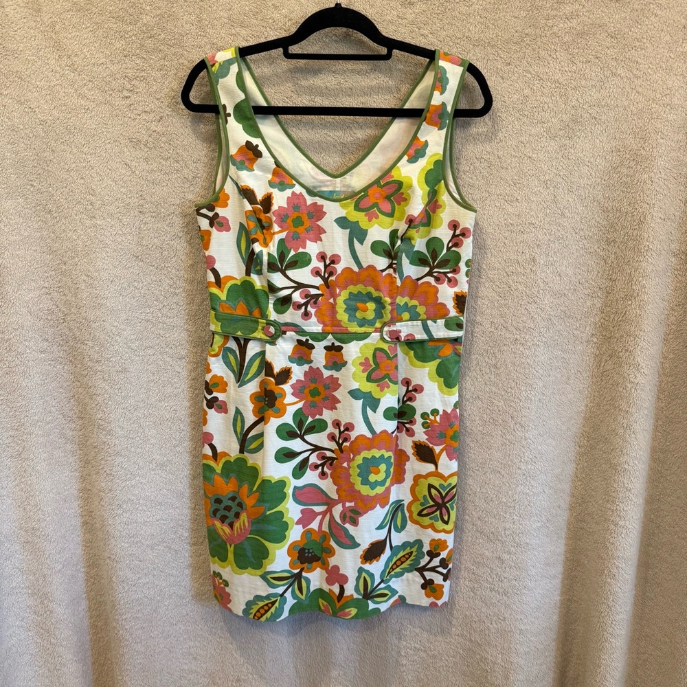 Boden Floral Shift Dress - Green and Orange